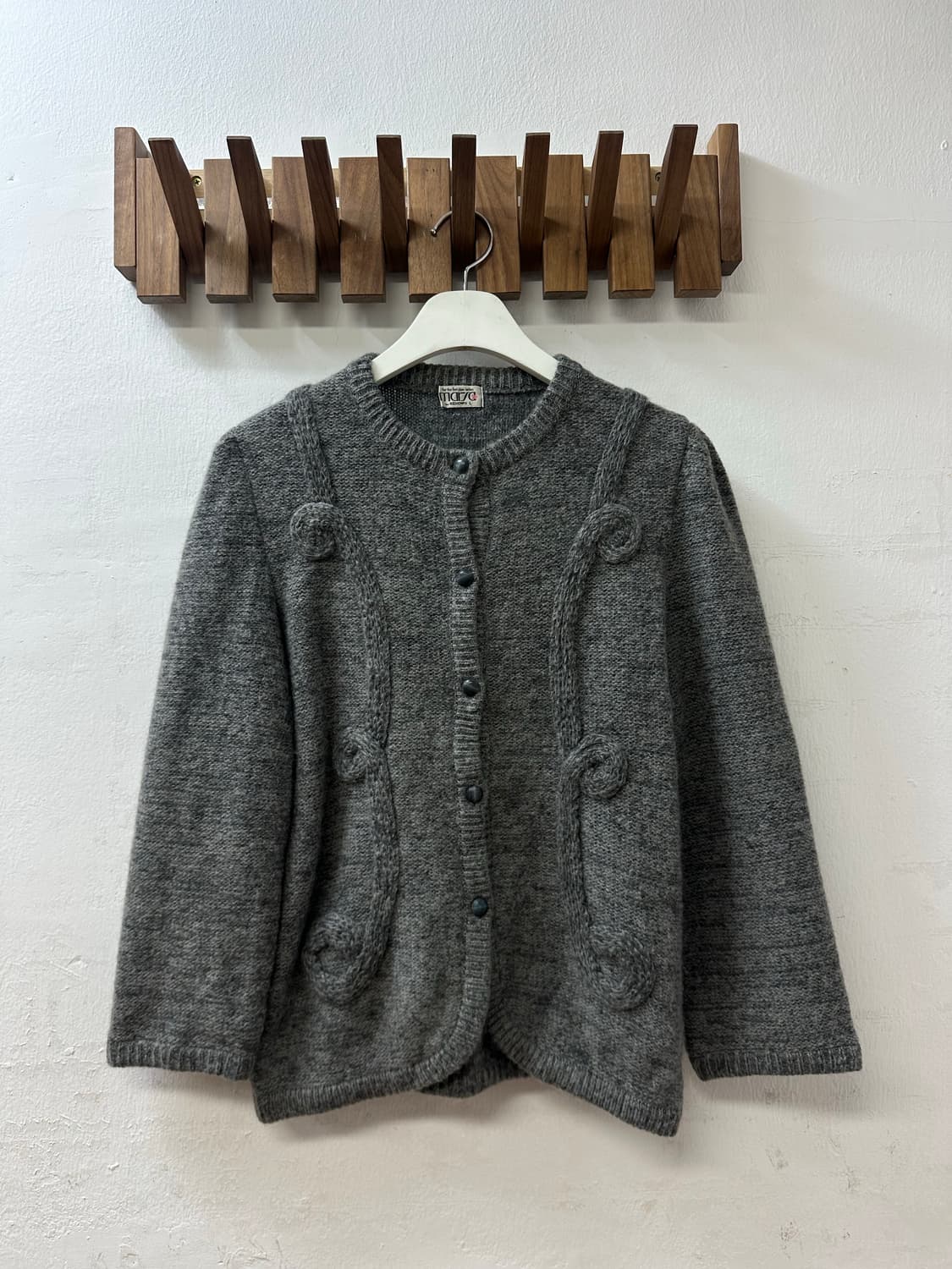 일본빈티지 입체 모티브 그레이 스웨터 가디건 니트 상품이미지1