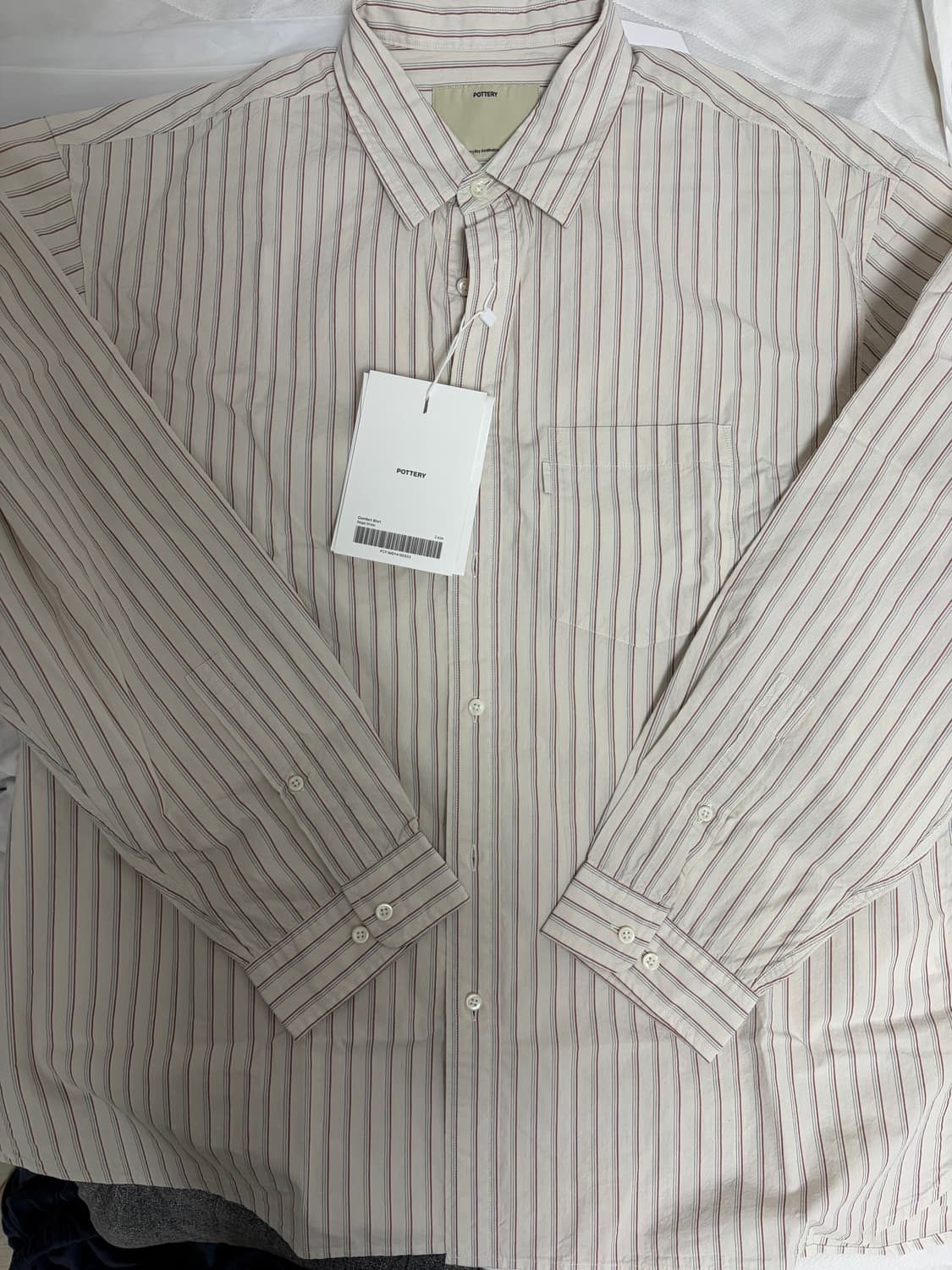 포터리 / 오가닉 코튼 컴포트 셔츠/ 베이지 스트라이프 /2 판매합니다 상품이미지4