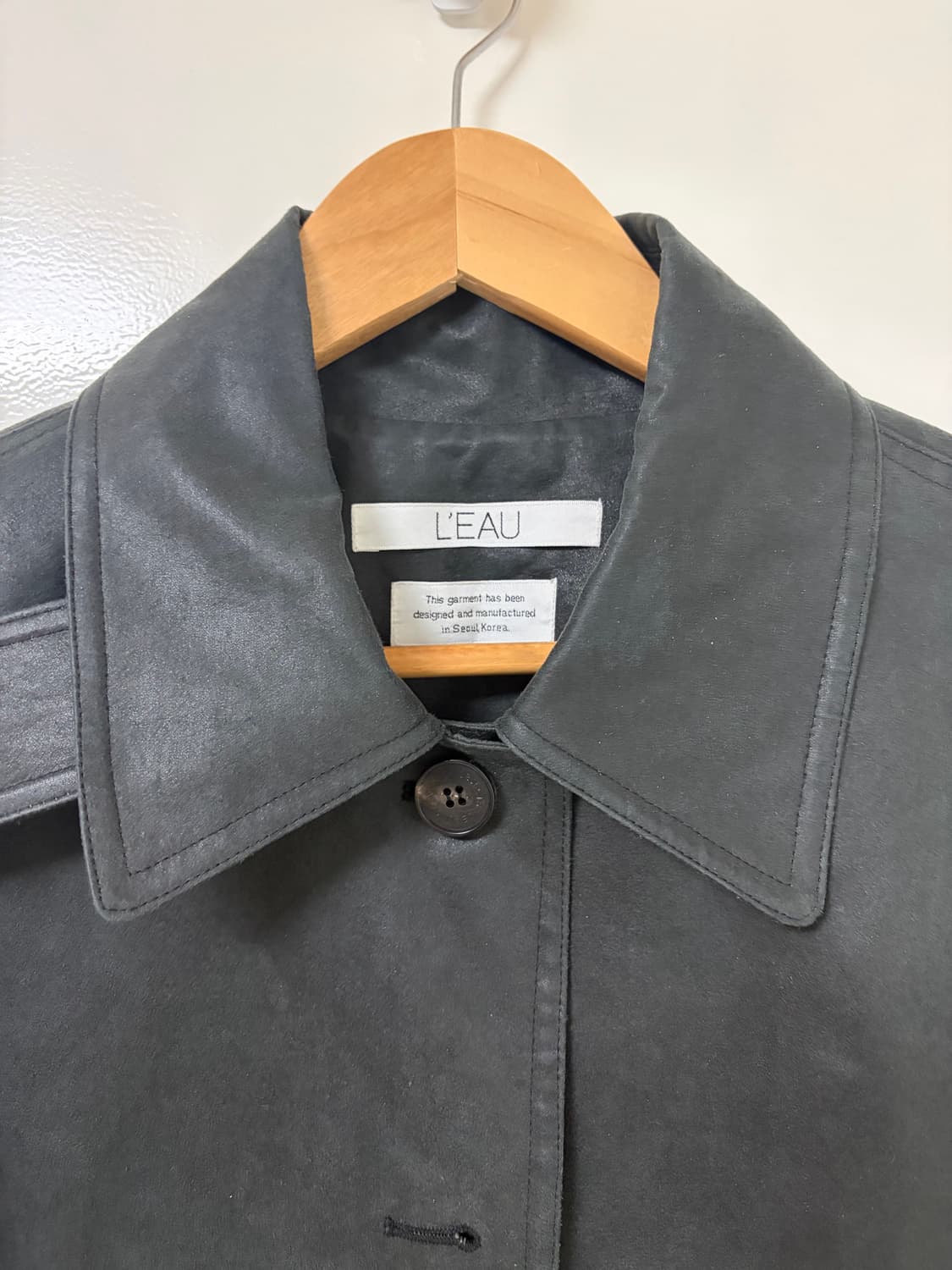 L'EAU 로우 블랙 페이크 레더자케 상품이미지2