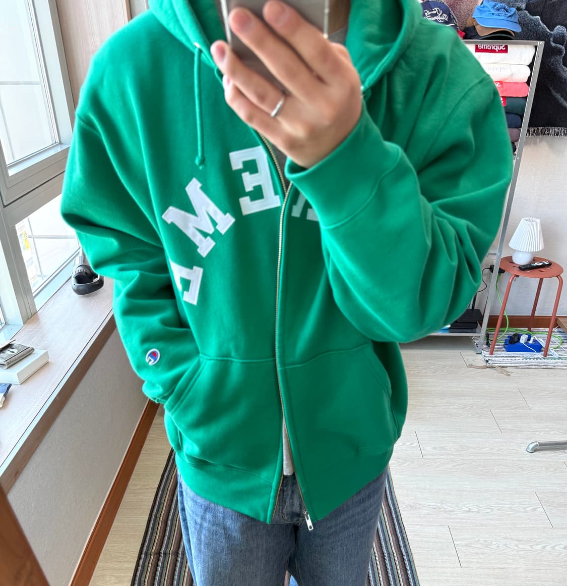 슈프림 챔피온 후드집업 그린 상품이미지1