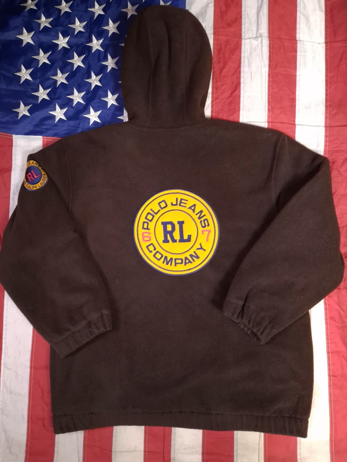 90's 오리지날 랄프로렌폴로 진스 빅로고 후드 후리스자켓 상품이미지1