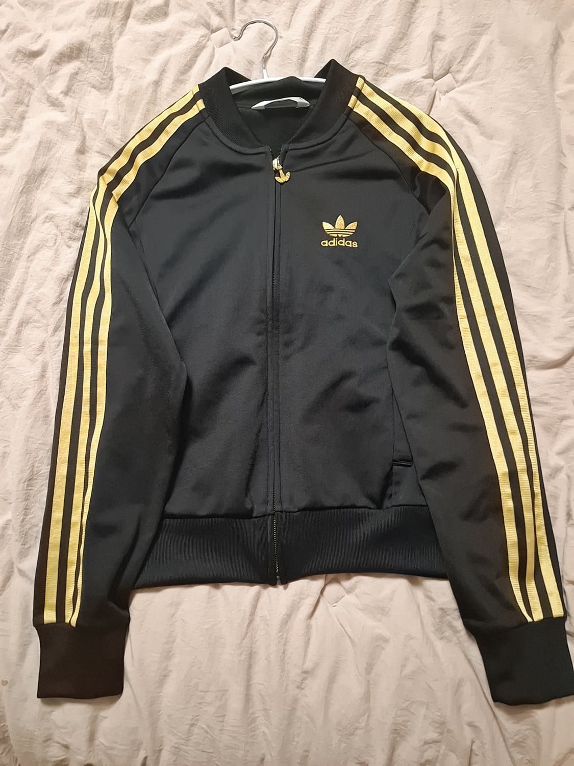 아디다스 거금 파이어버드 빅로고 트랙탑 집업 져지 블랙 금색 상품이미지1