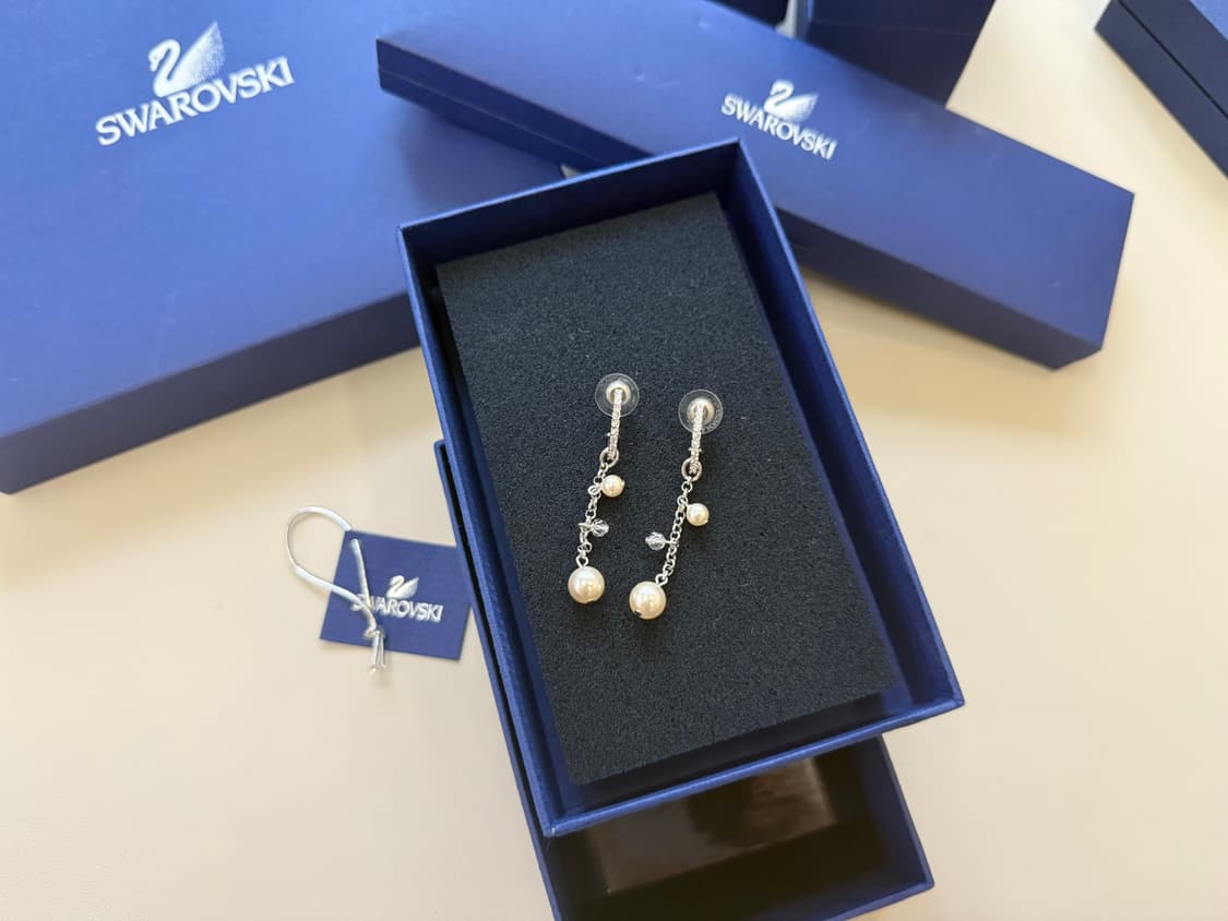 스와로브스키 펄 드롭 진주 귀걸이 이어링 은 실버 금 골드 다이아 티파니 상품이미지1