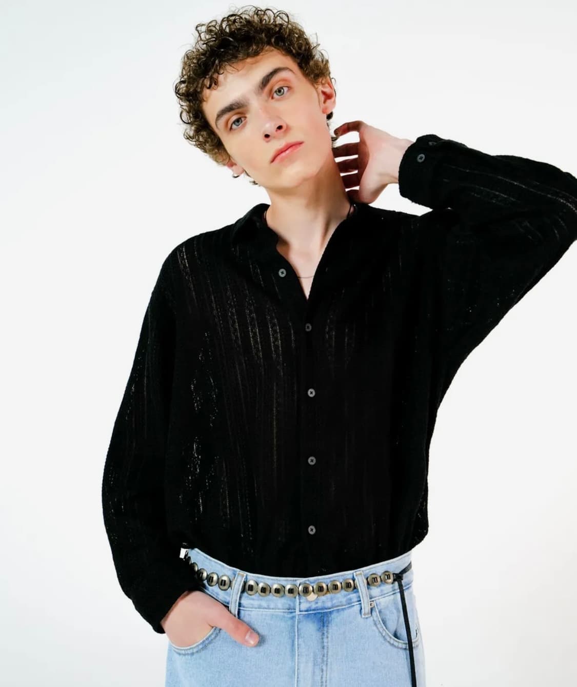 아노블리어 크로셰 셔츠 블랙 (정가 5만원) 상품이미지4