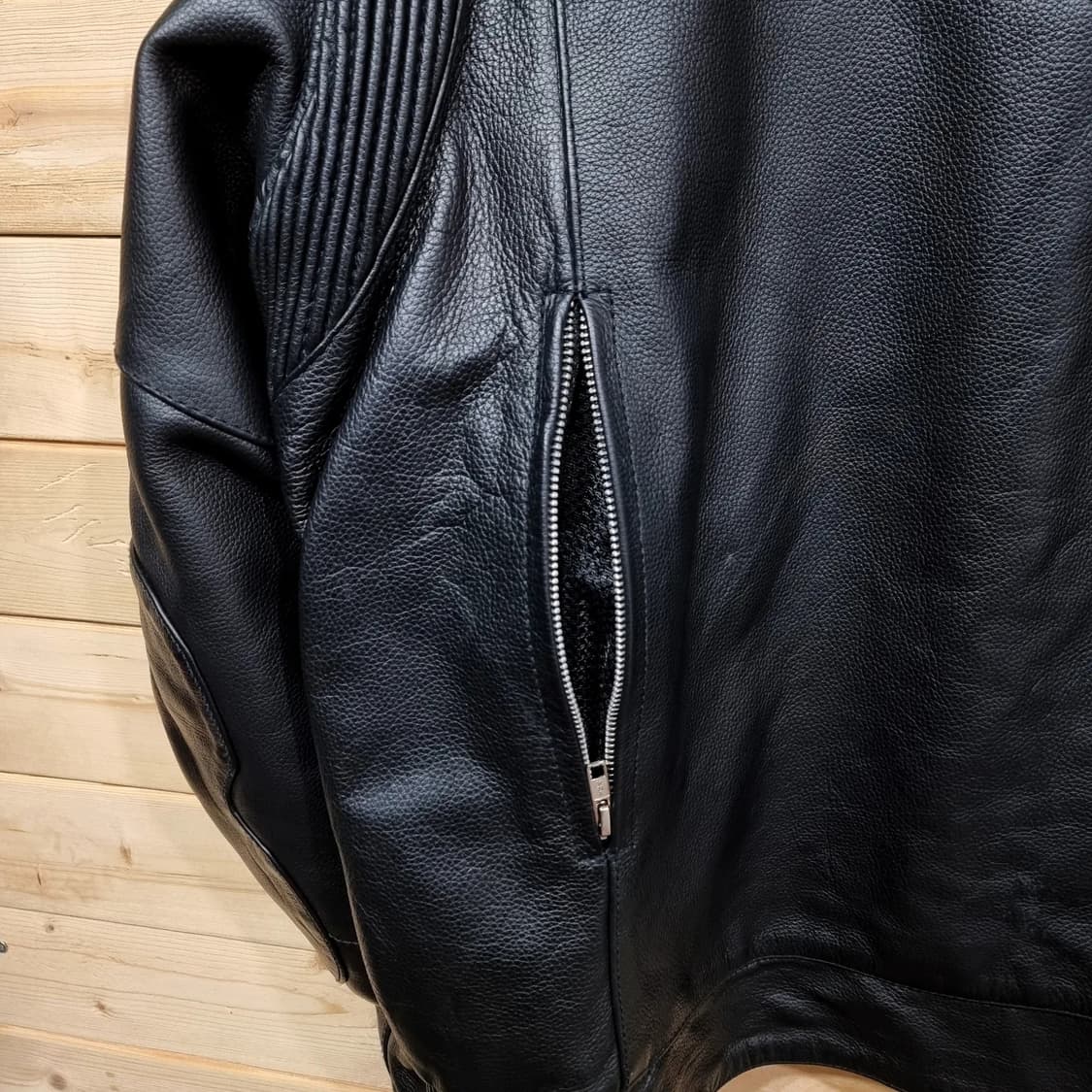 [L] 팔꿈치, 어깨보호 유틸리티 레더 바이커 자켓 상품이미지9