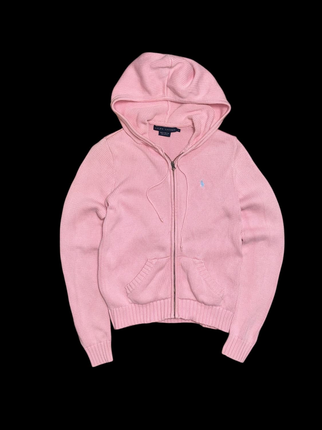폴로 랄프로렌 딸기우유 색상 니트 후드집업 상품이미지6