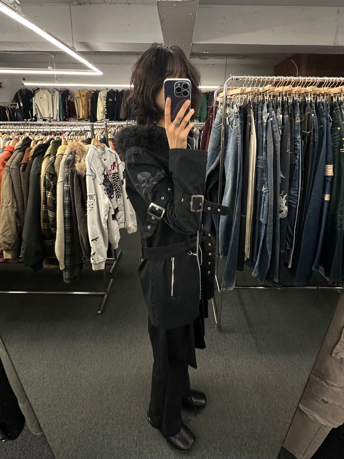 M)Mad Punks 빈티지 체인 퍼 후드 패딩 자켓 상품이미지2