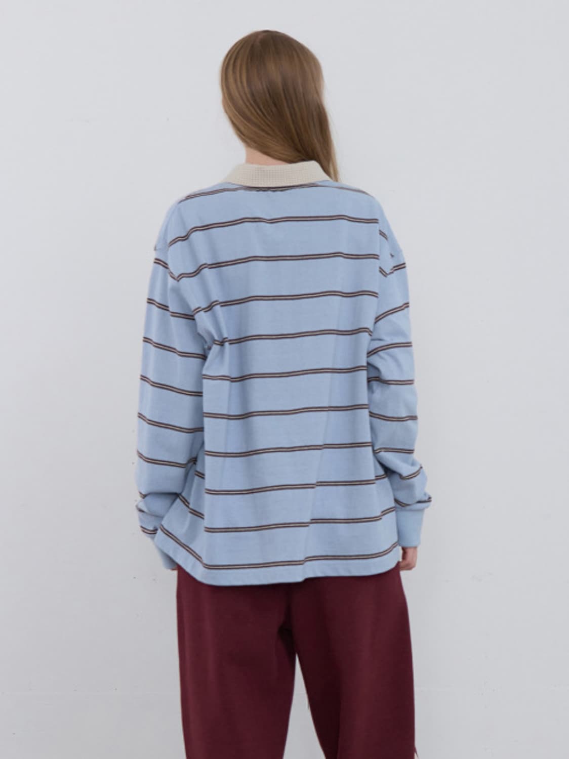 기준 스트라이프 롱 카라티 상품이미지2