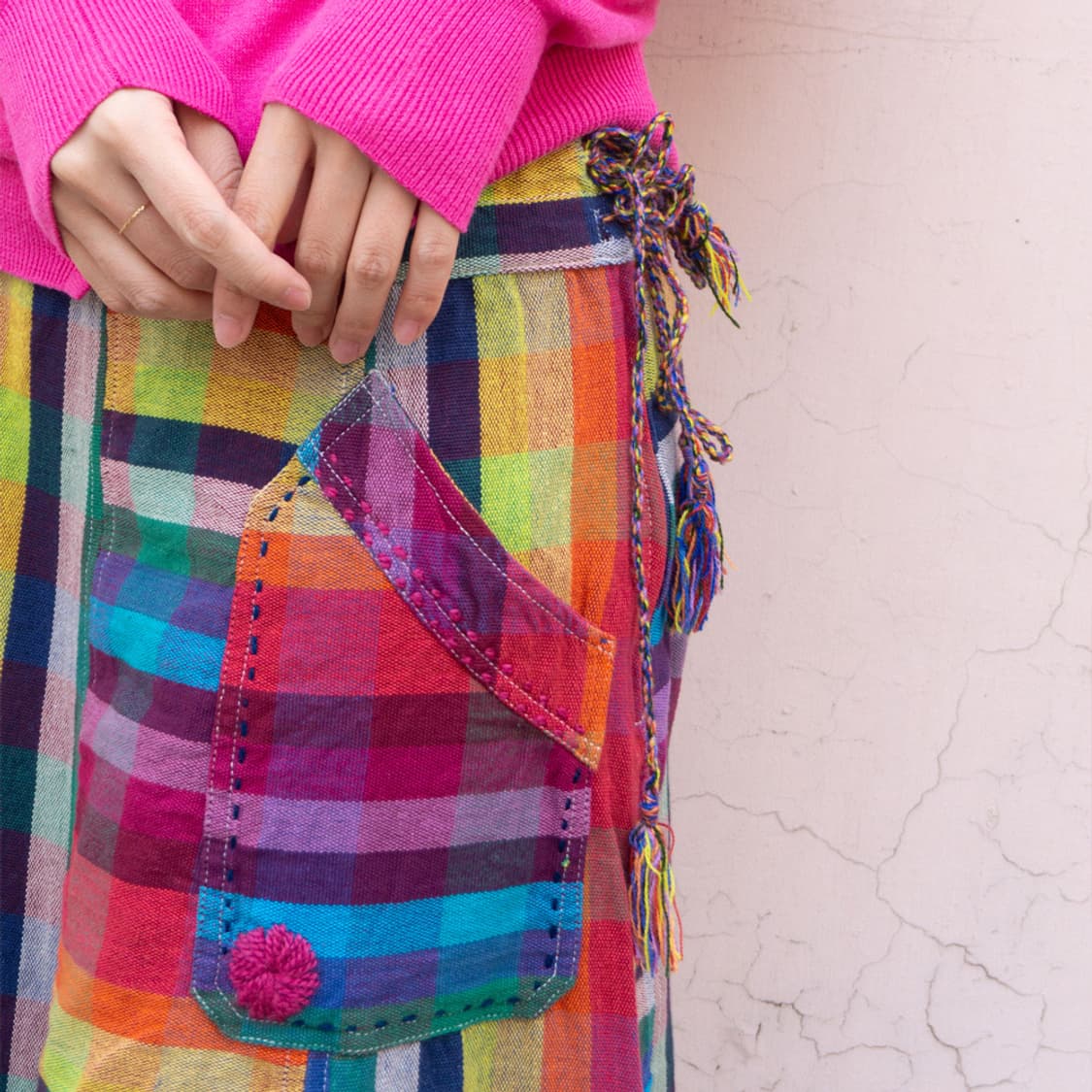 [AMINA] 에스닉 체크 패치워크 스커트 상품이미지10