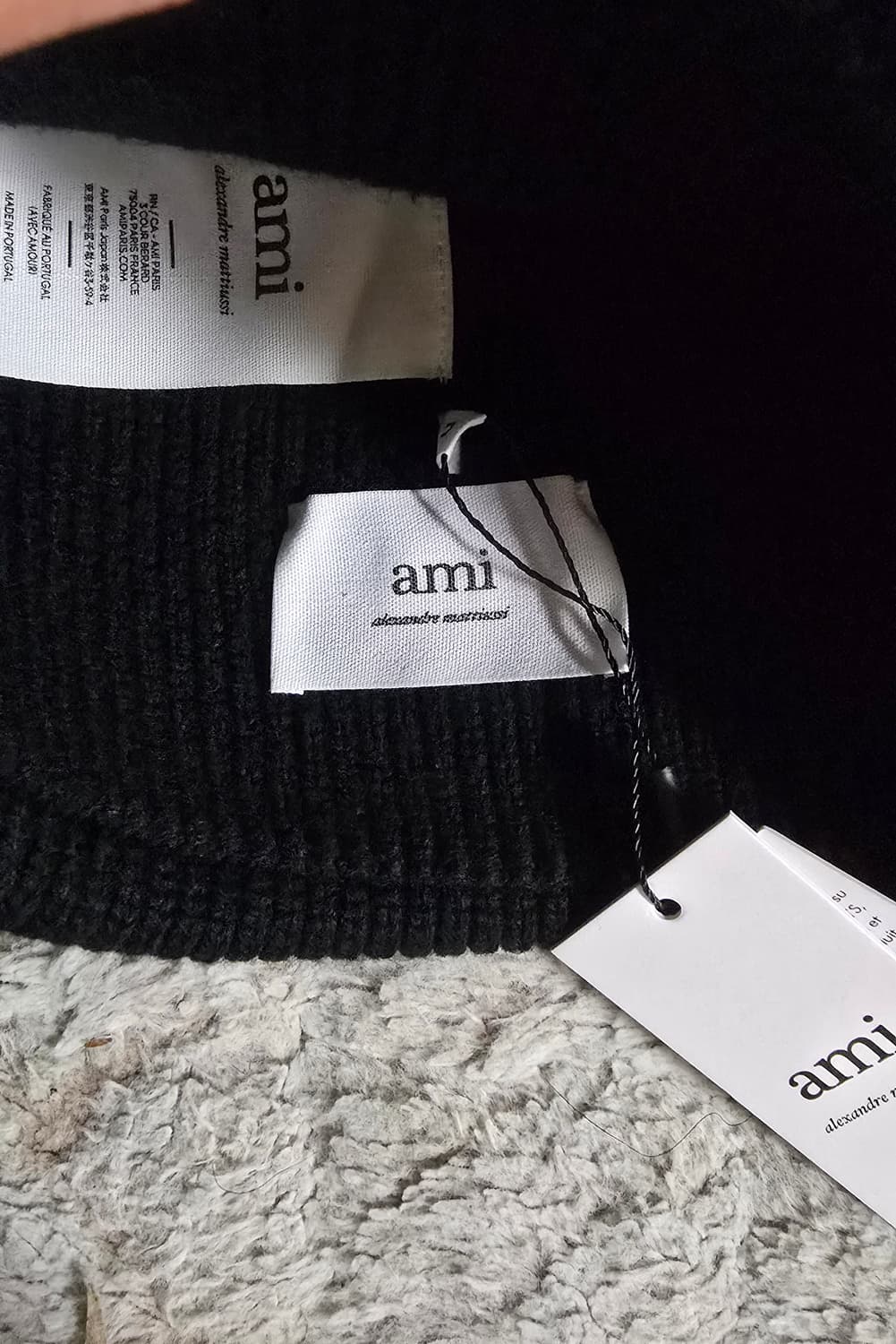 아미 스몰하트 로고 울 비니 모자 블랙 새제품 상품이미지3