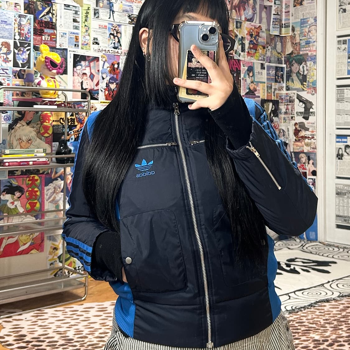 아디다스 블랙 엔 블루 레이싱 패디드 자켓 상품이미지2