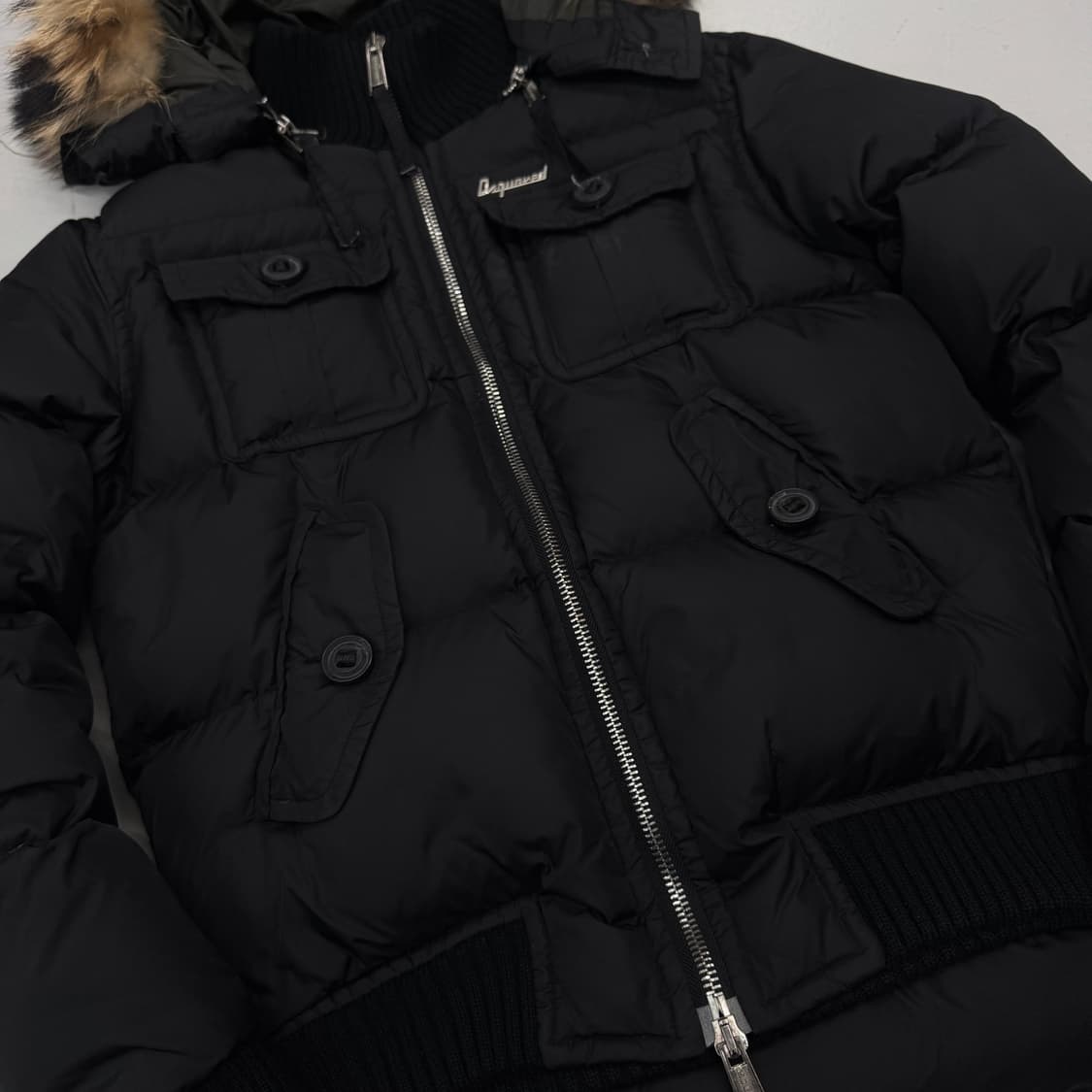 디스퀘어드 콜마이너 라쿤퍼 숏패딩 블랙 상품이미지4