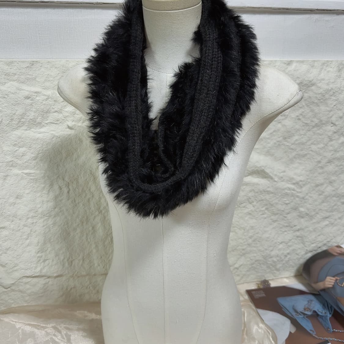 빈티지 madeleine 유럽수입 토끼털니트 목도리 케이프 상품이미지1