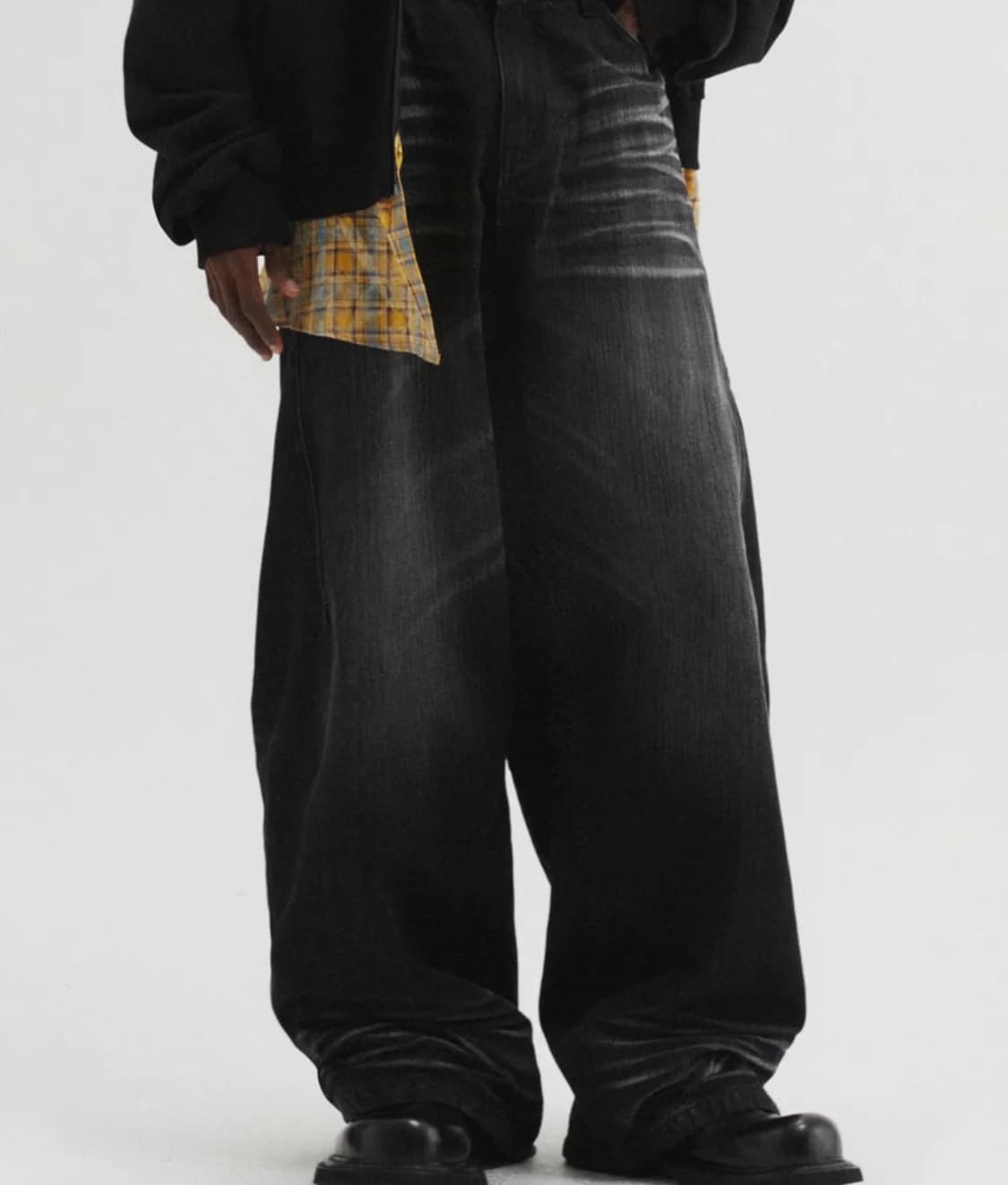 Dnsr 커브드 데님팬츠 블랙 XL 상품이미지1