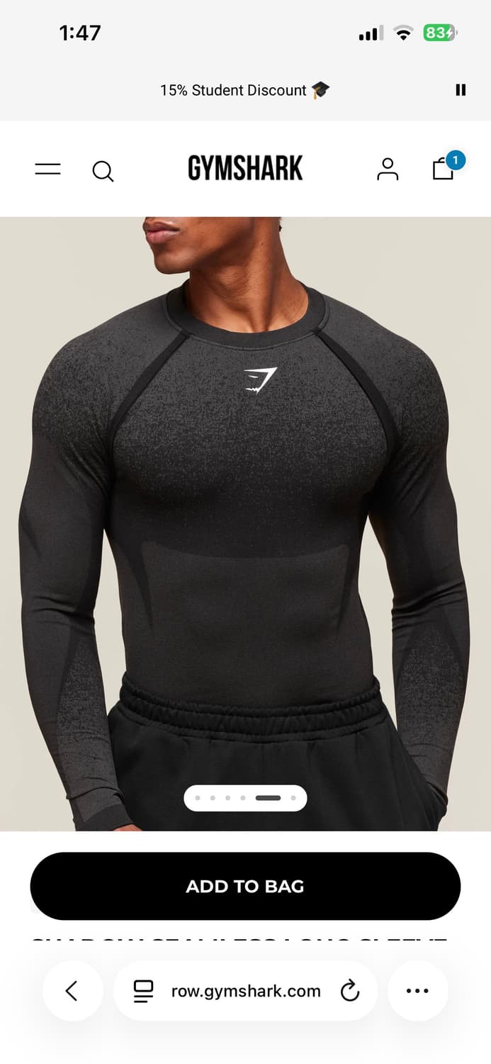 짐샤크 Shadow Seamless Long Sleeve T-Shirt 상품이미지1