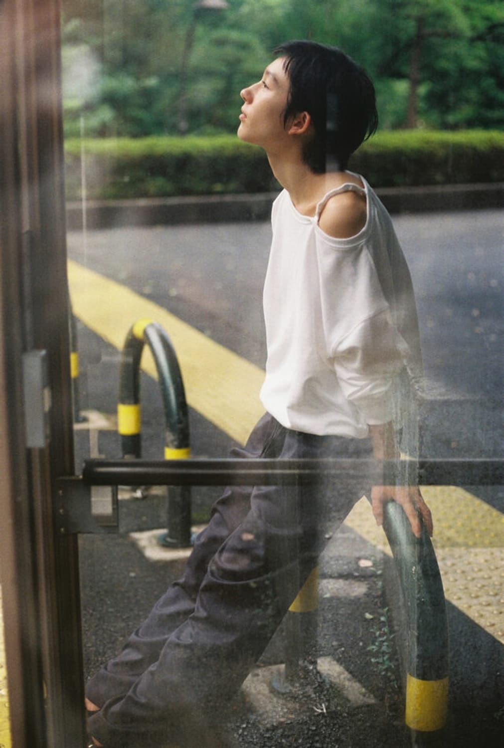 타낫 T/T One side layered sweatshirt white 상품이미지4