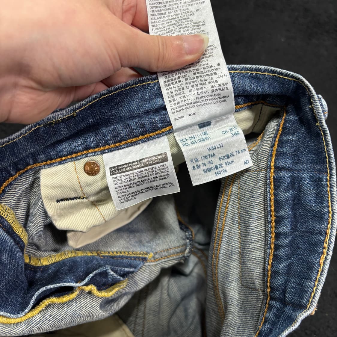 30 리바이스511 슬림스트레이트 워싱 셀비지 데님팬츠 상품이미지6