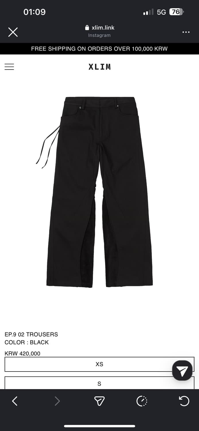 Xlim EP.9 02 TROUSERS 블랙 XL 상품이미지1