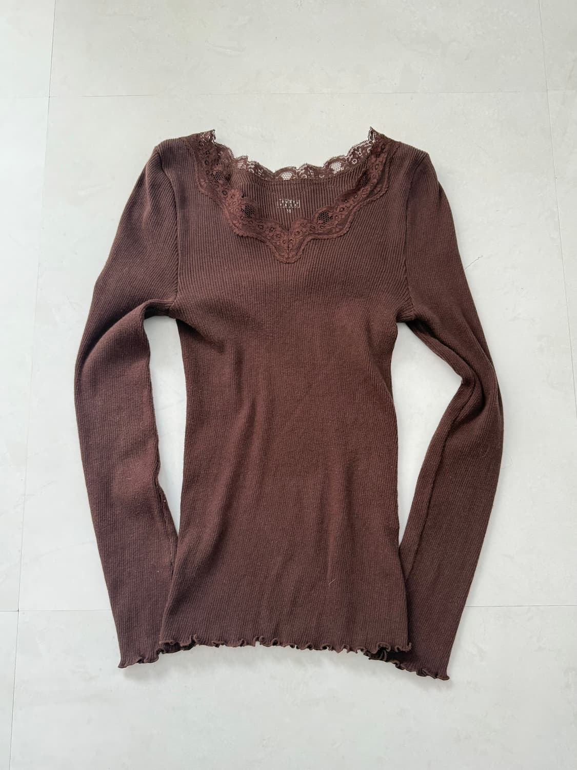 브라운 레이스 긴팔티  상품이미지3