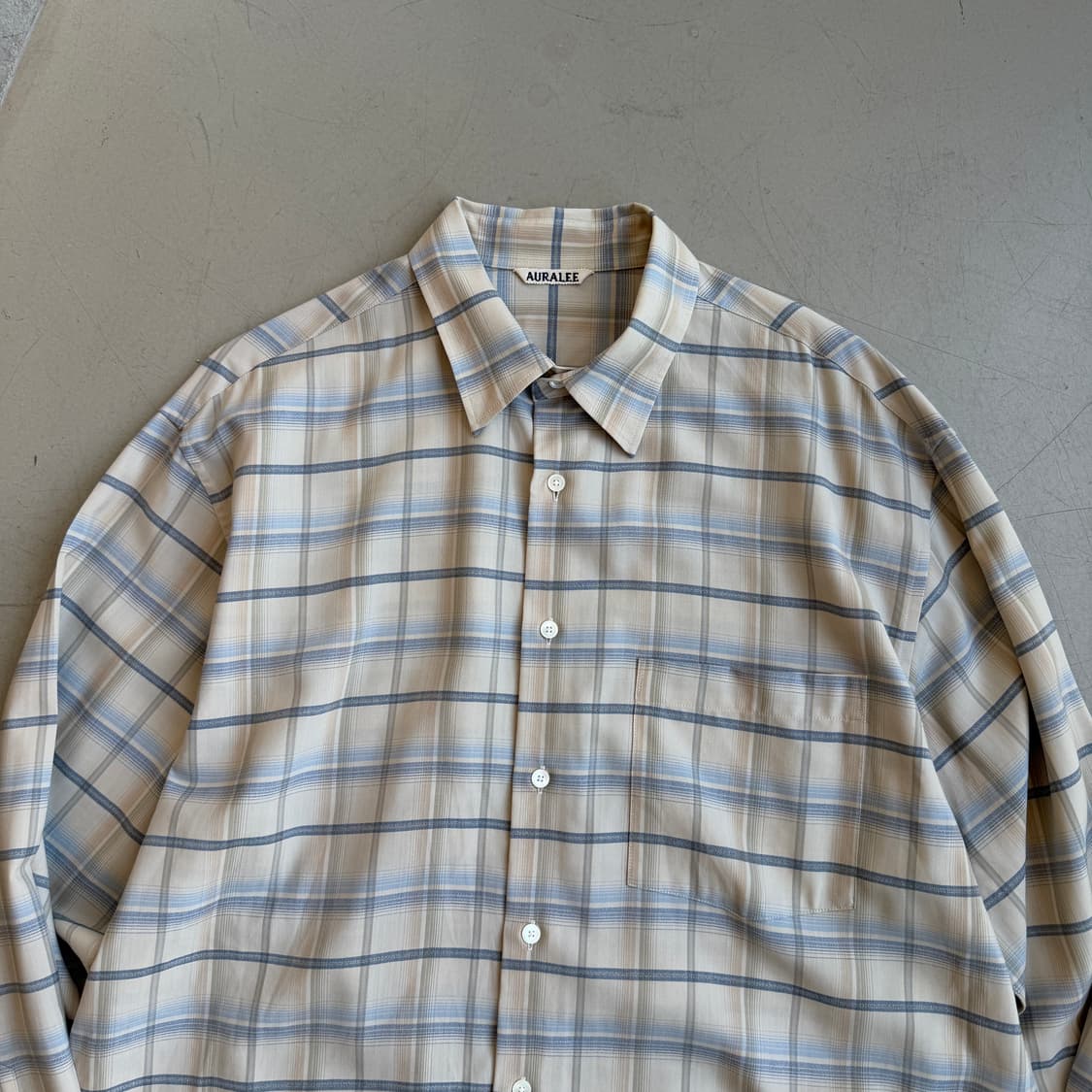 오라리 슈퍼 라이트 울 체크 셔츠 상품이미지4