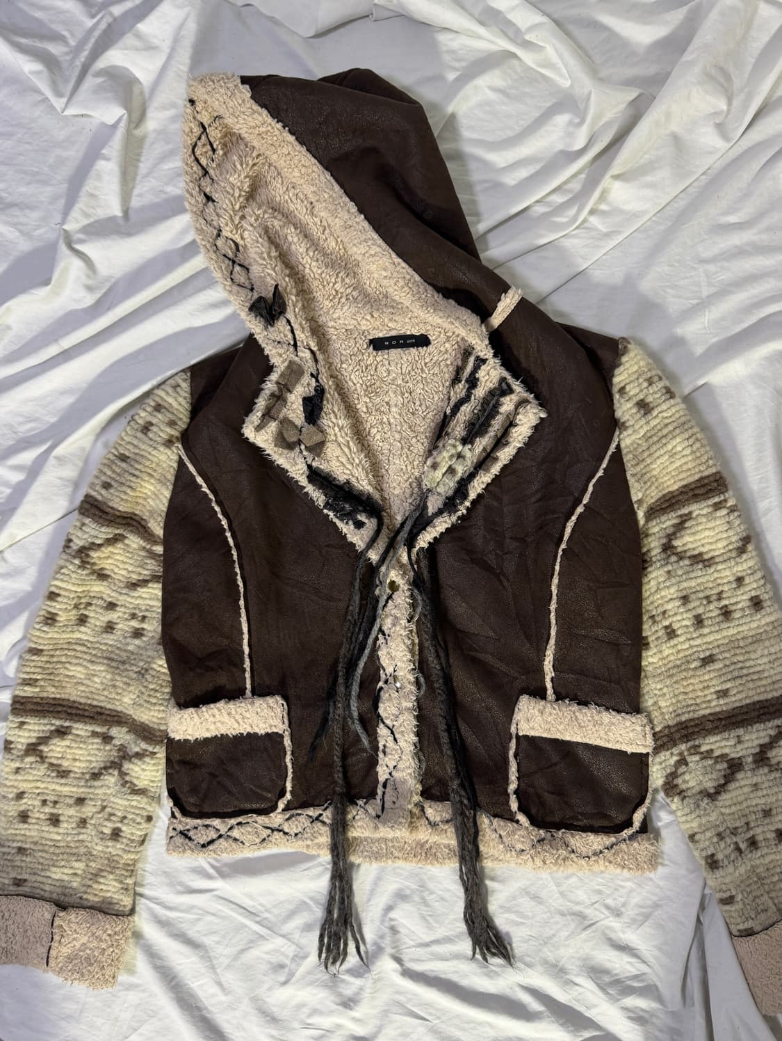 빈티지 에스닉 무스탕 스타일 후드 자켓 y2k lgb goa 하이브리드 상품이미지6