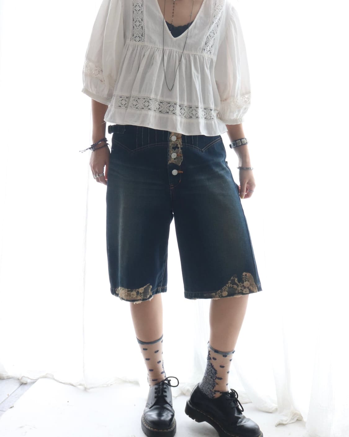 [Sunao Kuwahara] Lace Trimming Pants 상품이미지2