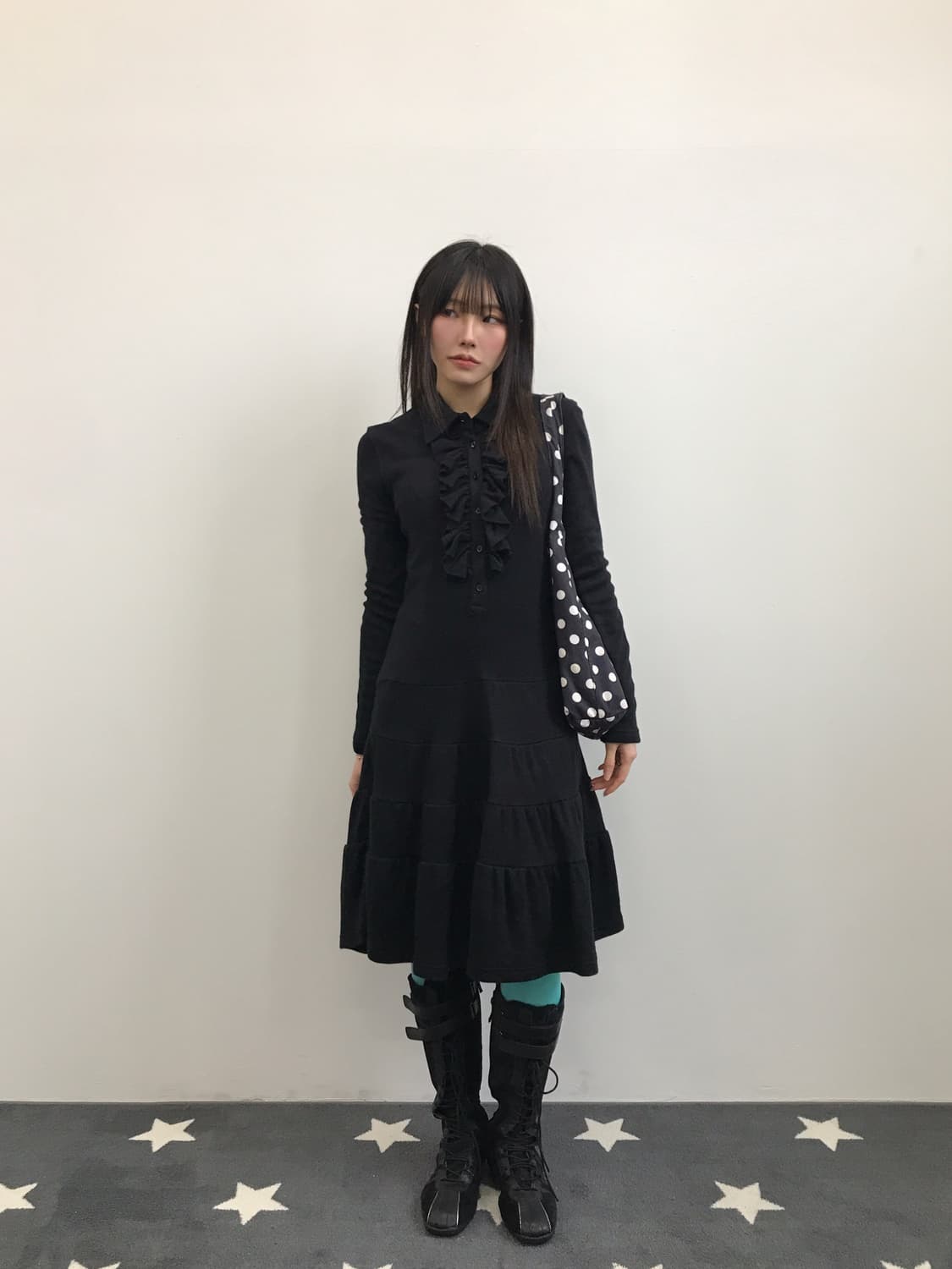 Kawa Okada Ruffled Tiered Knit Dress 상품이미지1