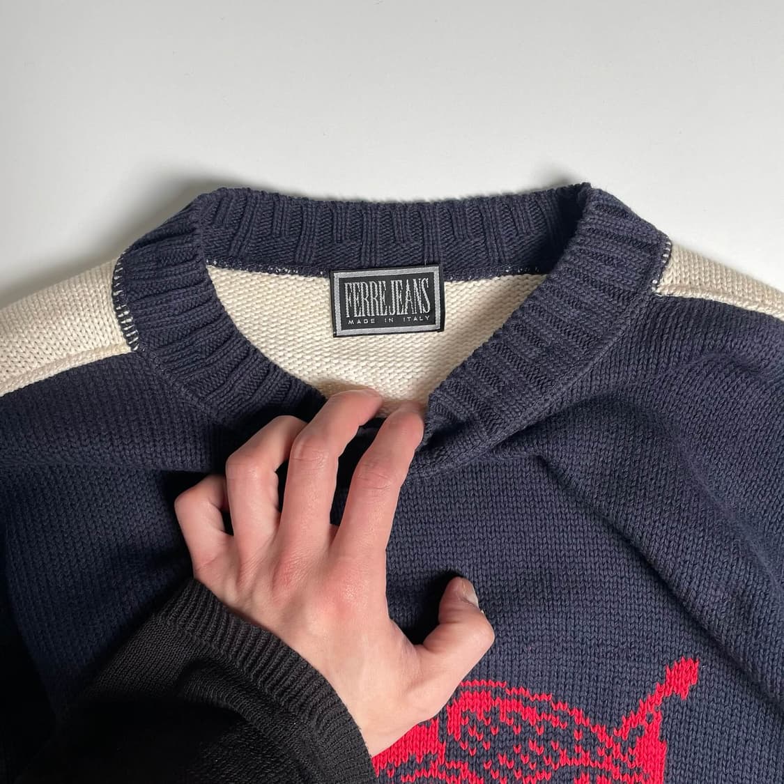 91aw 지안프랑코 페레 코튼 네이비 니트 (italy)   상품이미지6