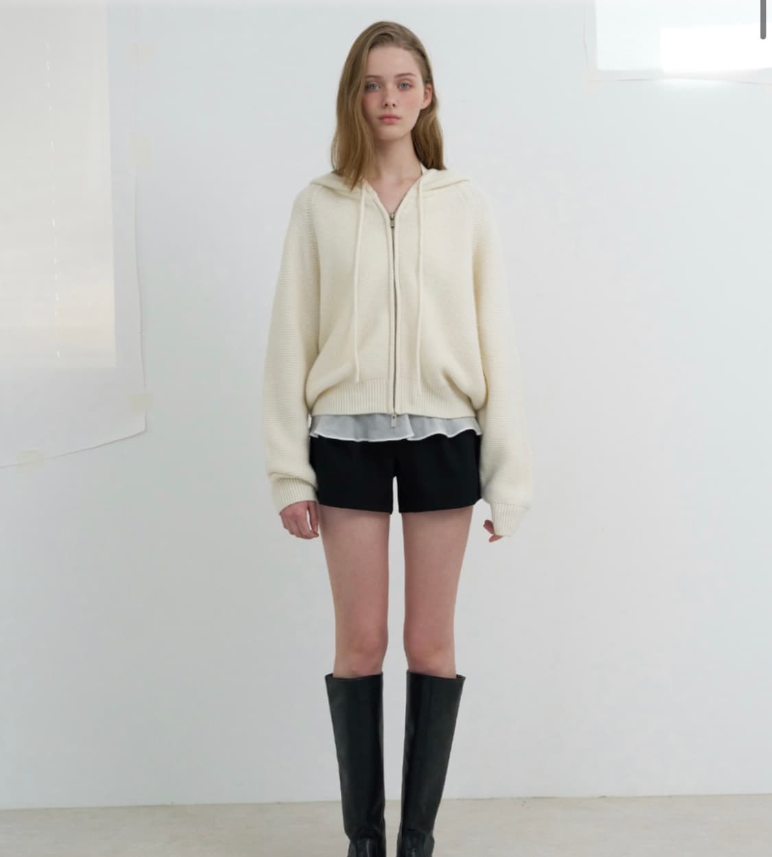 르베인 Liane 후디 니트 아이보리 상품이미지3