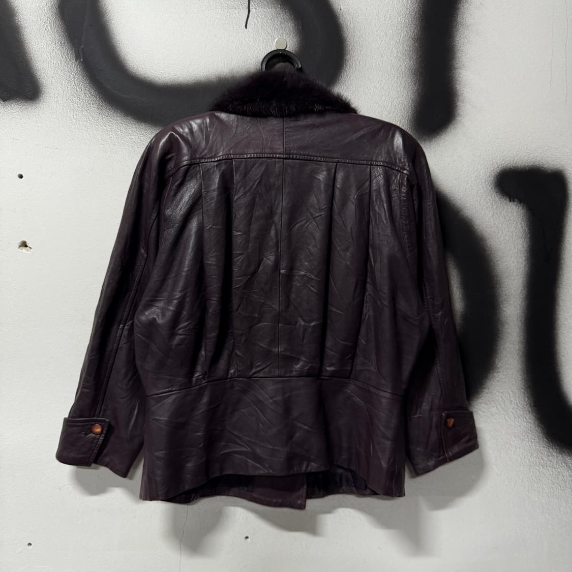 VTG 빈티지 100% 쉽스킨 양가죽 퍼 카라 레더 자켓 상품이미지2