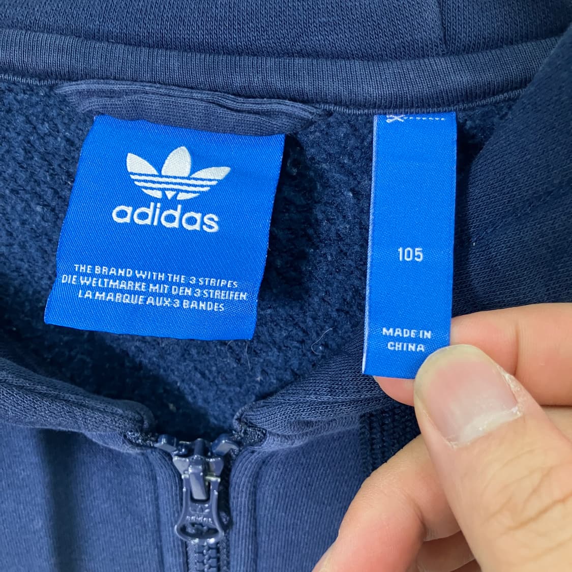 아디다스 네이비 로고 후드 집업 상품이미지5