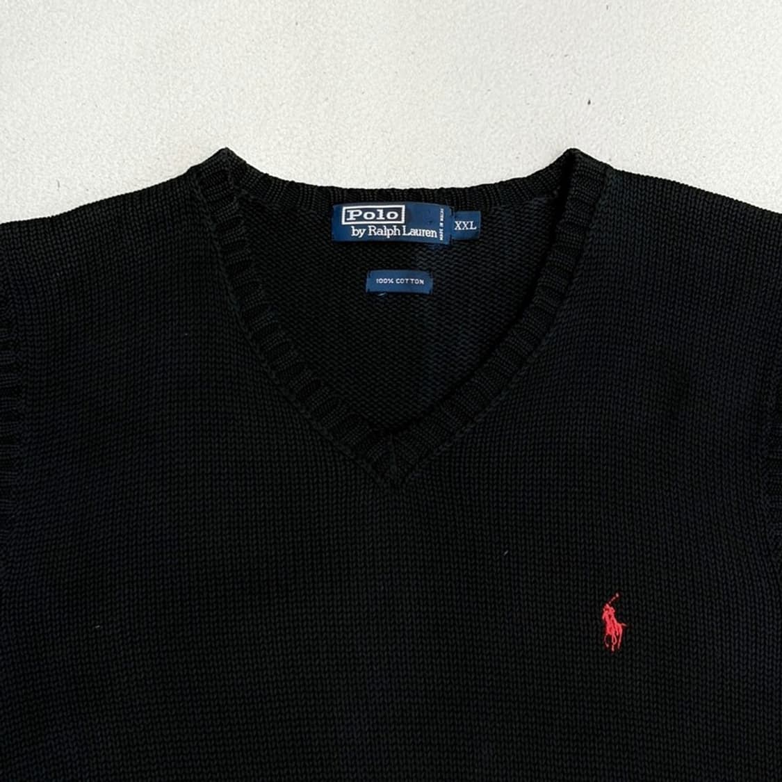 POLO 블랙 레드 포니 니트 코튼 베스트 XXL 상품이미지3