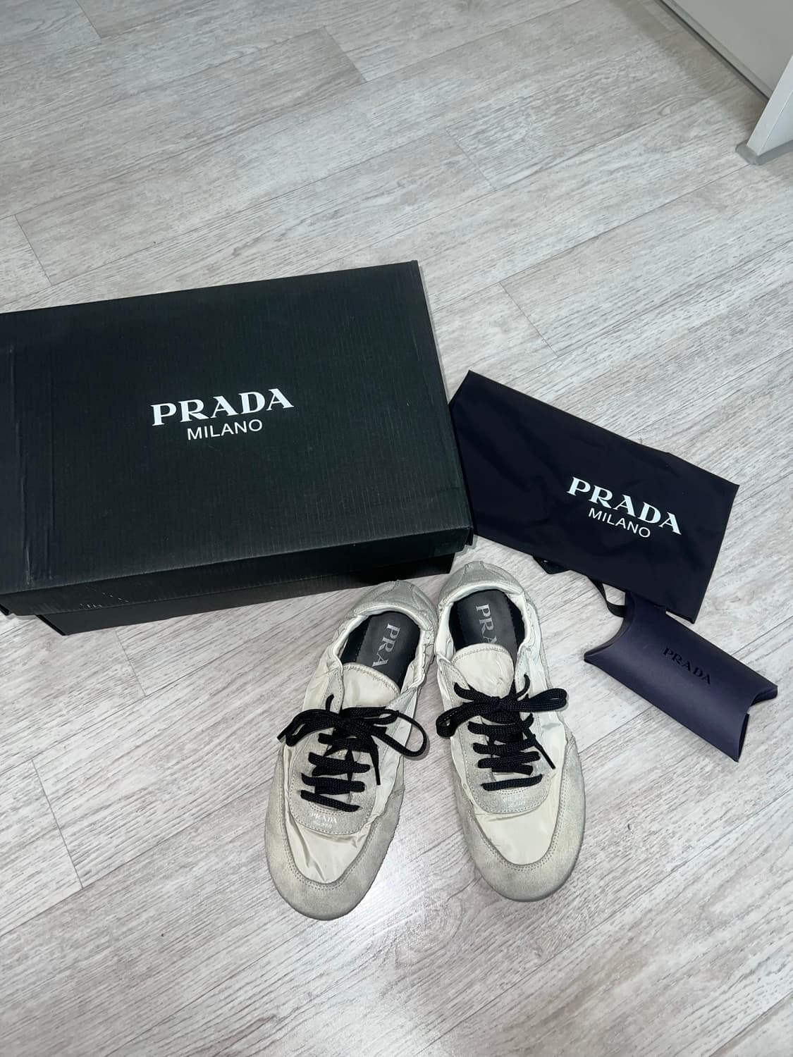 프라다 컬랩스 스니커즈 36 아이보리 상품이미지1