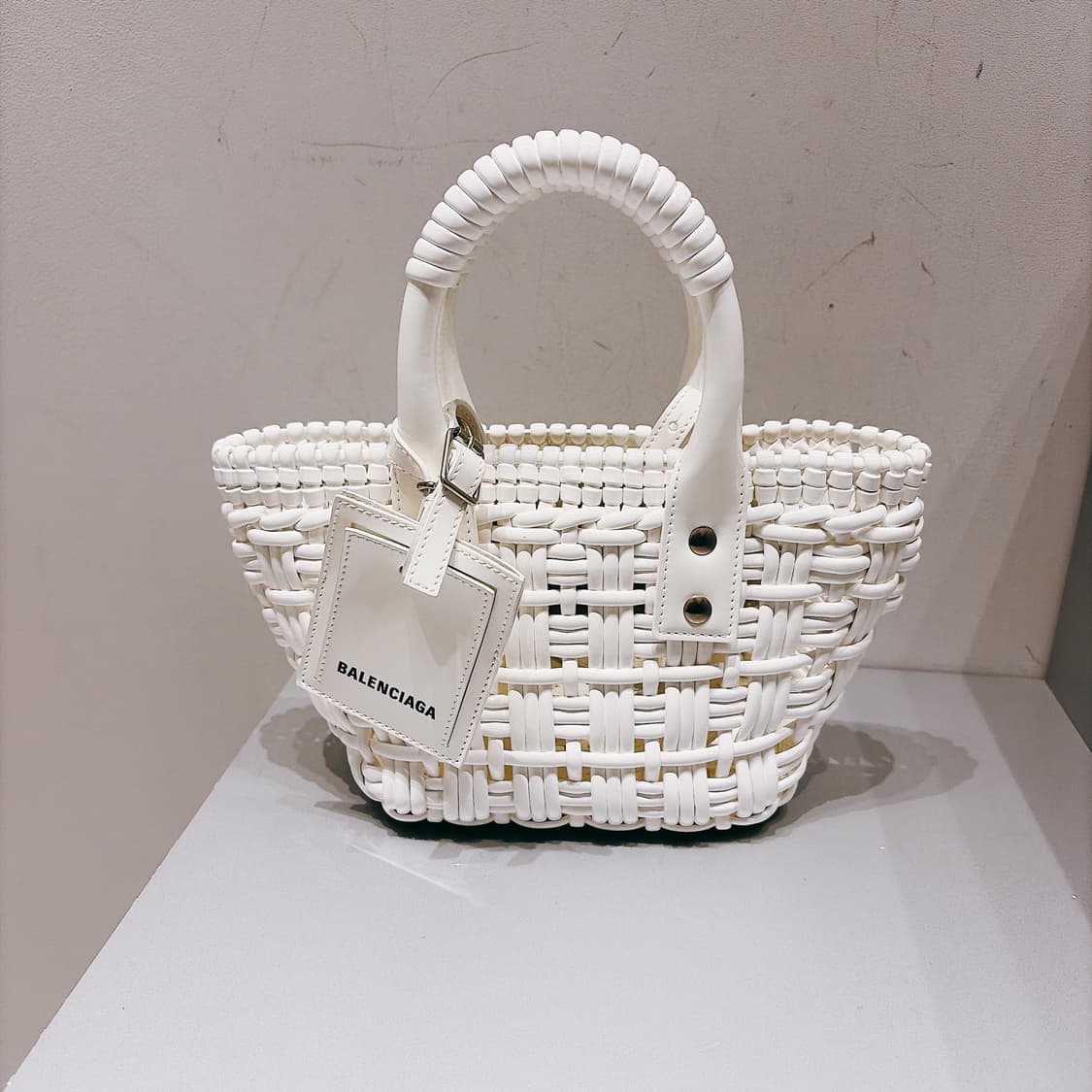 (정품/새상품) 발렌시아가 여성 화이트 비스트로 XXS 토트백 숄더백 상품이미지1
