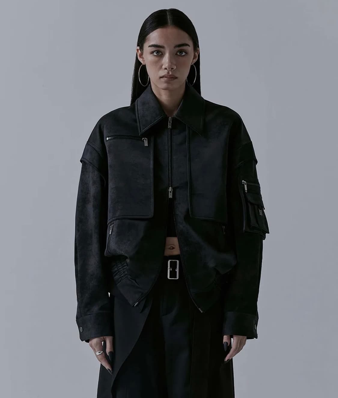 트리밍버드  Suede Matte Leather Jacket [Black 상품이미지1