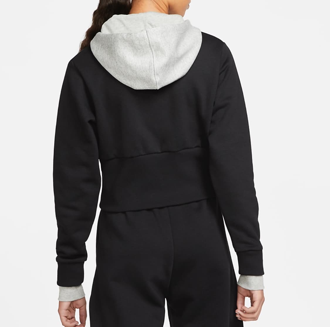 [새상품]나이키 미니 스우시 크롭 밴딩 플리스 숏 후드티 블랙 그레이 상품이미지6