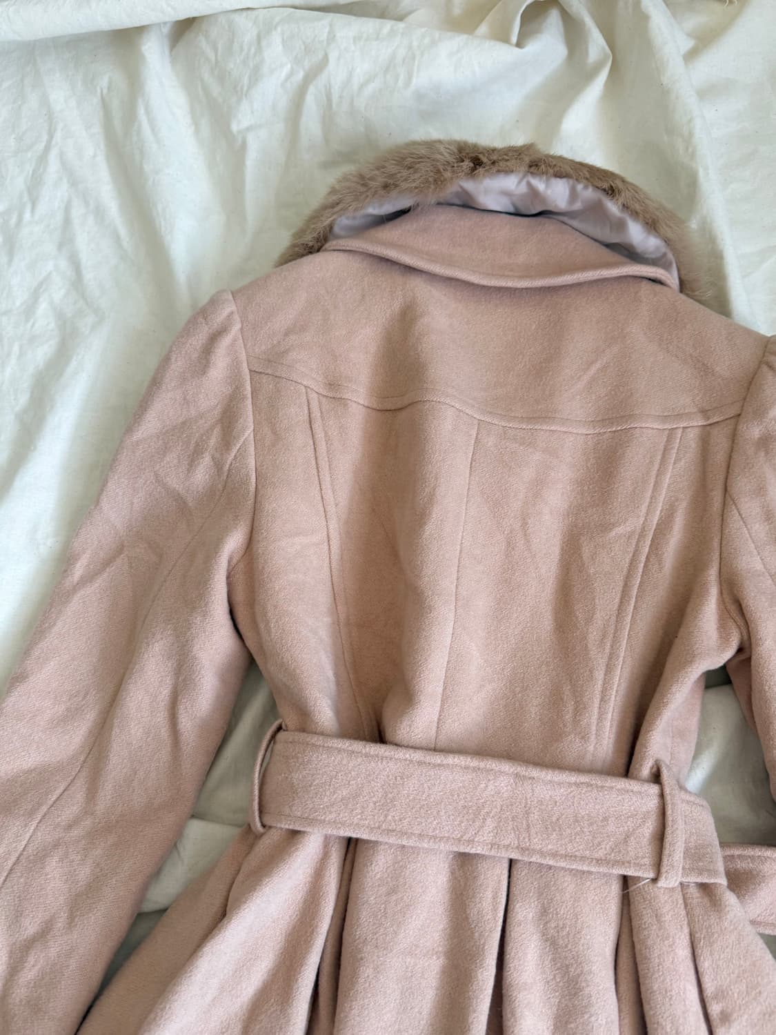 핑크베이지 달천 갸루 히메 로걀 퍼 울 코트 상품이미지6