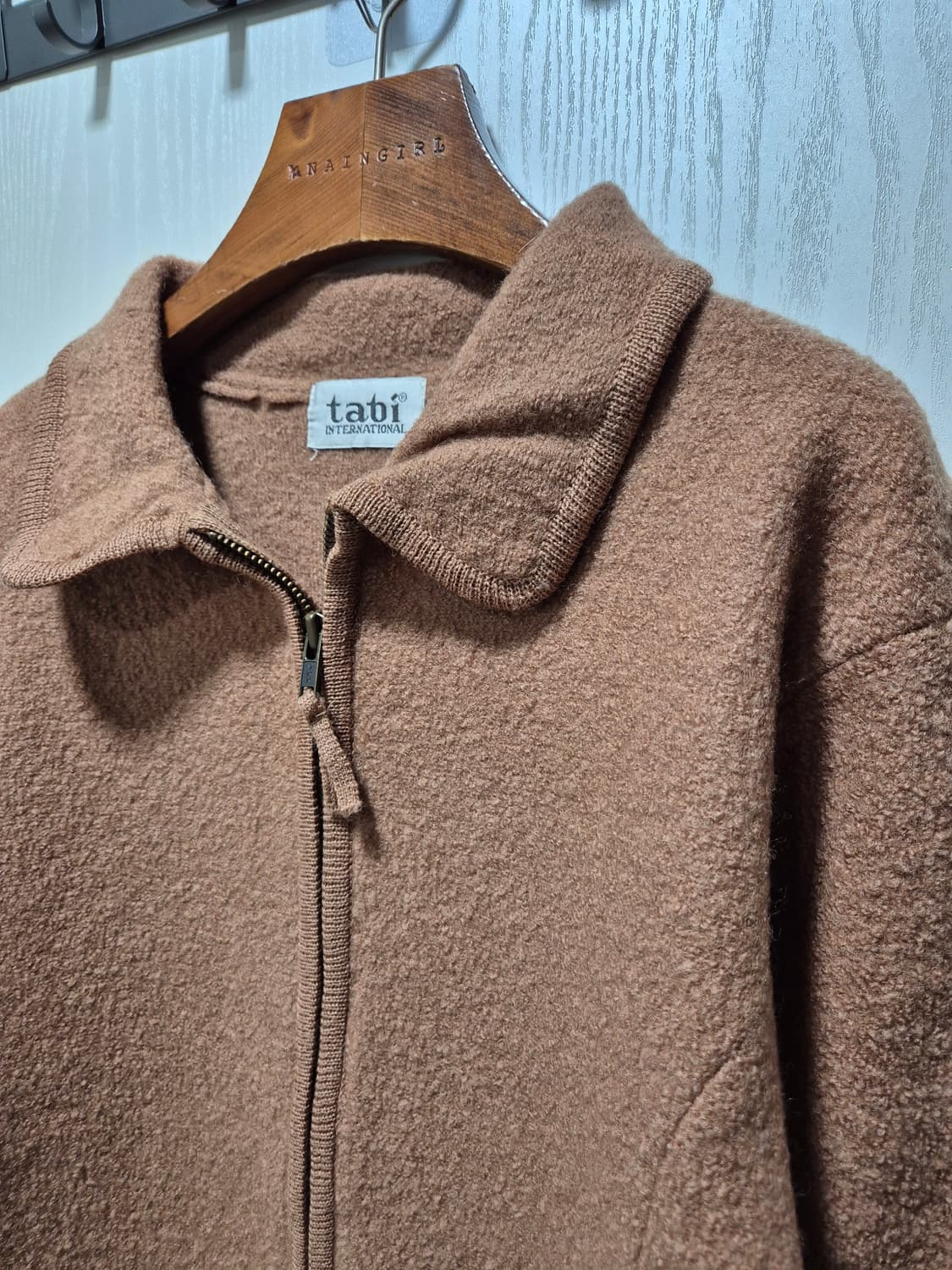 (세일)VTG. tabi 타비 브라운 압축울 집업 자켓 상품이미지3