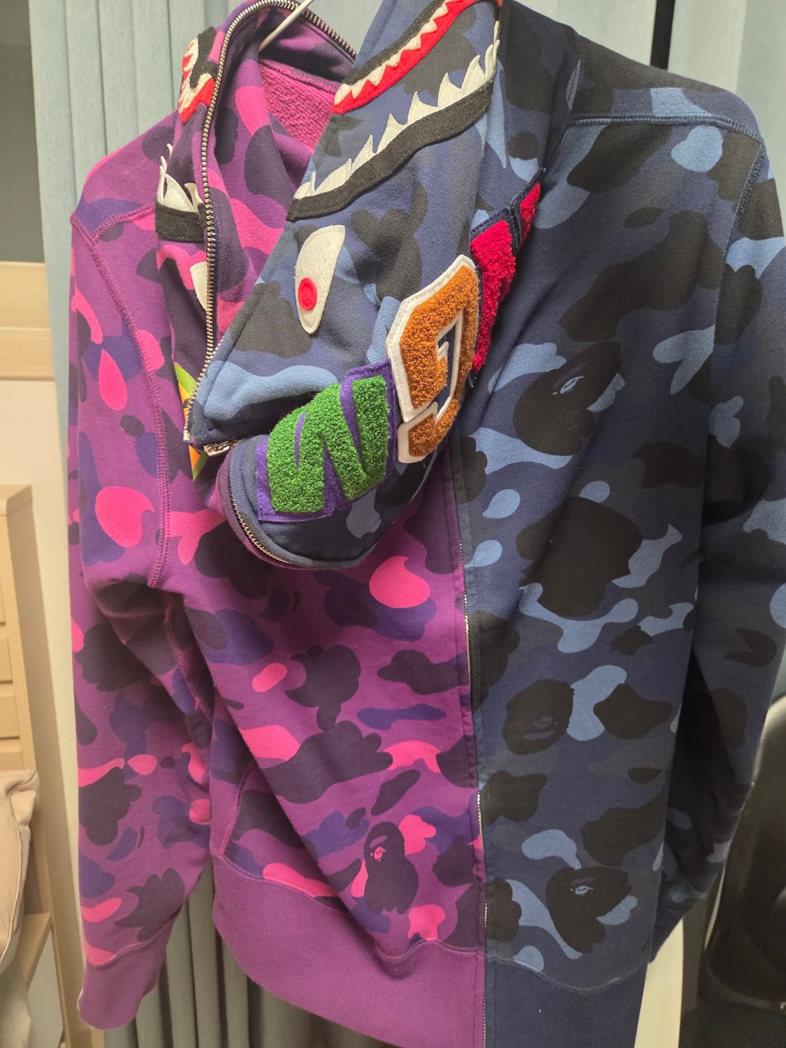 베이프 샤크 후드 반반 블루 청계 퍼플 보라  상품이미지2