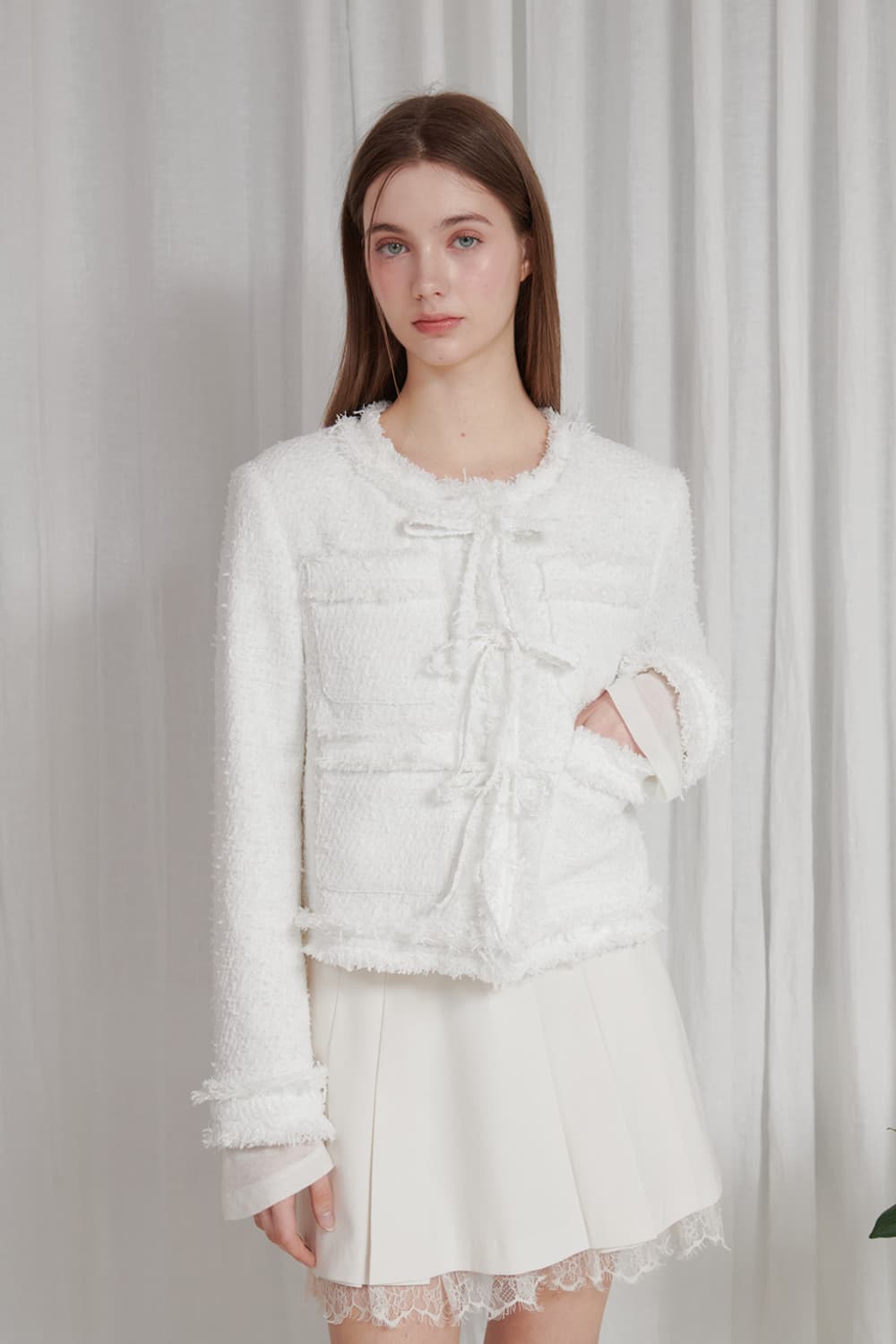 페인오어플레져 루시드 트위드 자켓 화이트 상품이미지2