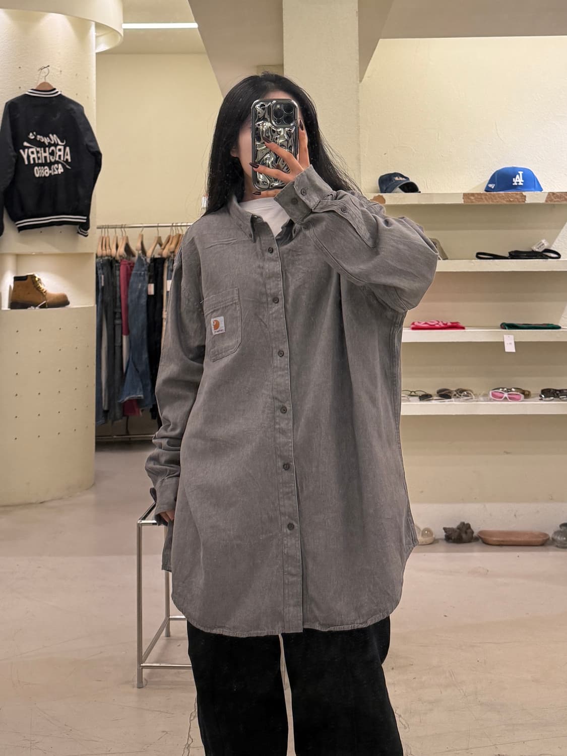 칼하트 빈티지 버튼다운 셔츠 그레이 U1274 상품이미지1