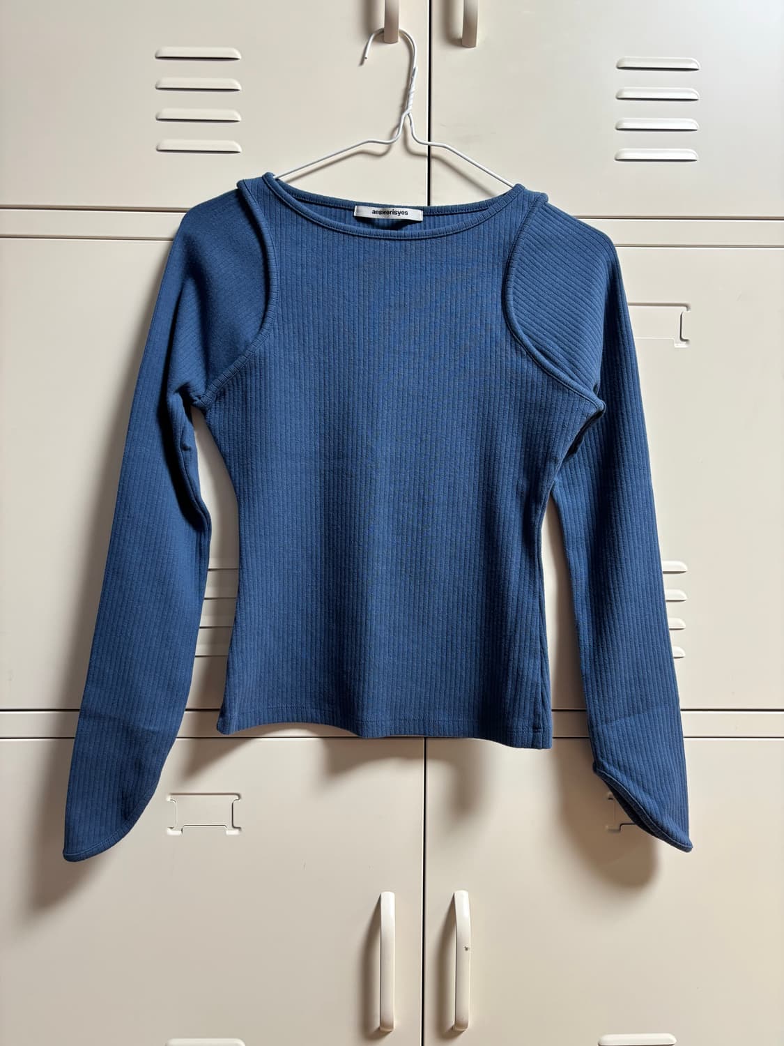 Answersisyes 골지 티셔츠 블루  상품이미지1