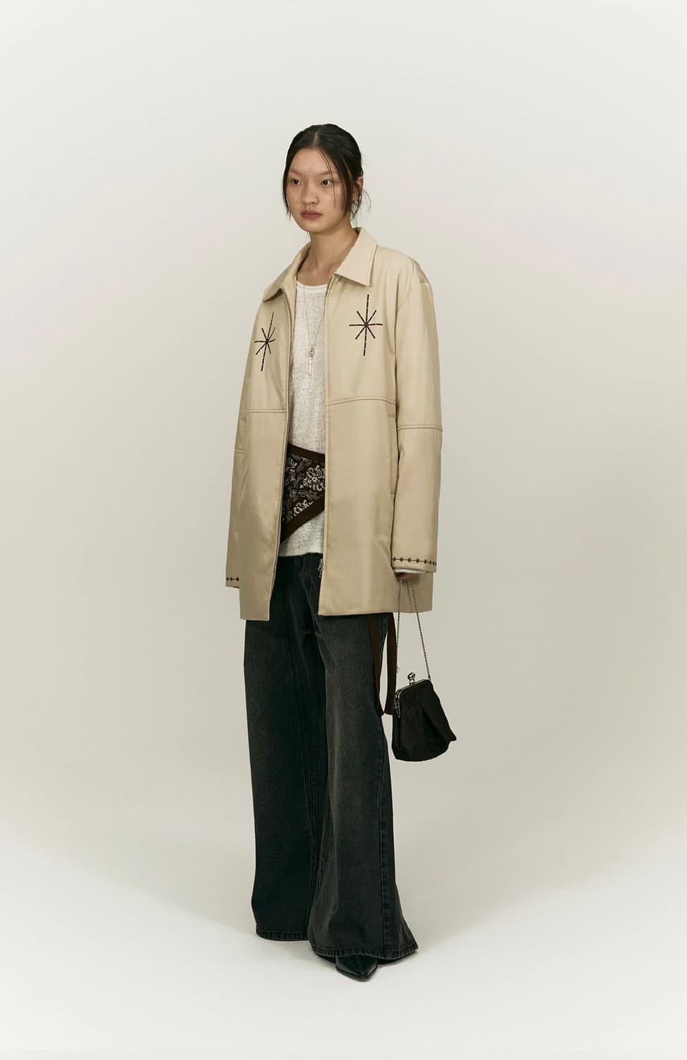 BOHEMIAN STITCH HALF COAT PADDING [BEIGE 상품이미지2