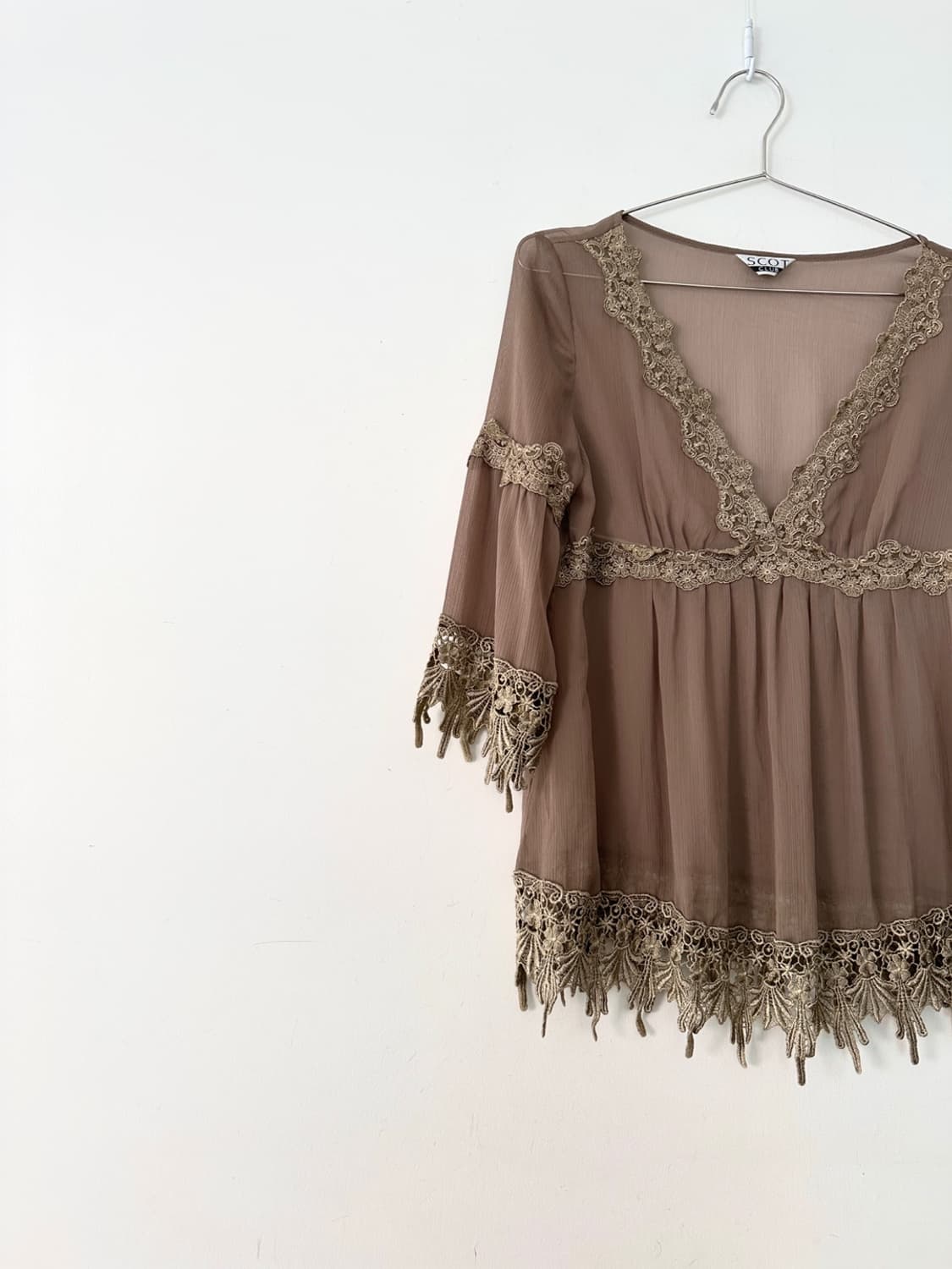 SCOTCH CLUB sheer moca blouse 상품이미지2