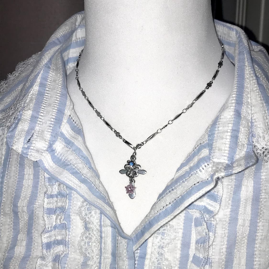 플라워 체인 큐빅 목걸이 chain necklace 상품이미지1