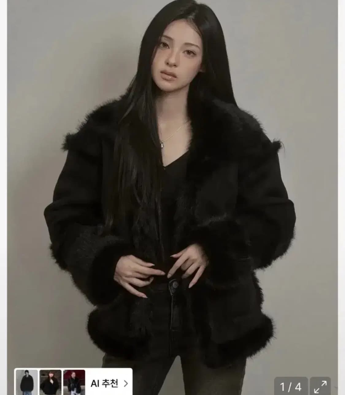 카키포인트 시어링 무스탕 블랙 상품이미지1