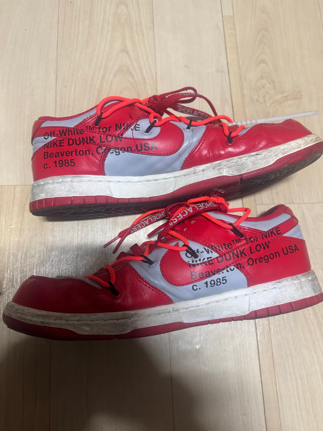 나이키 x 오프화이트 덩크 로우 유니버시티 레드 280 상품이미지5