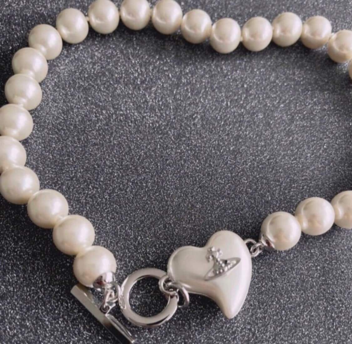 비비안웨스트우드 아카이브 진주 펄 하트 orb 초커 목걸이 상품이미지5