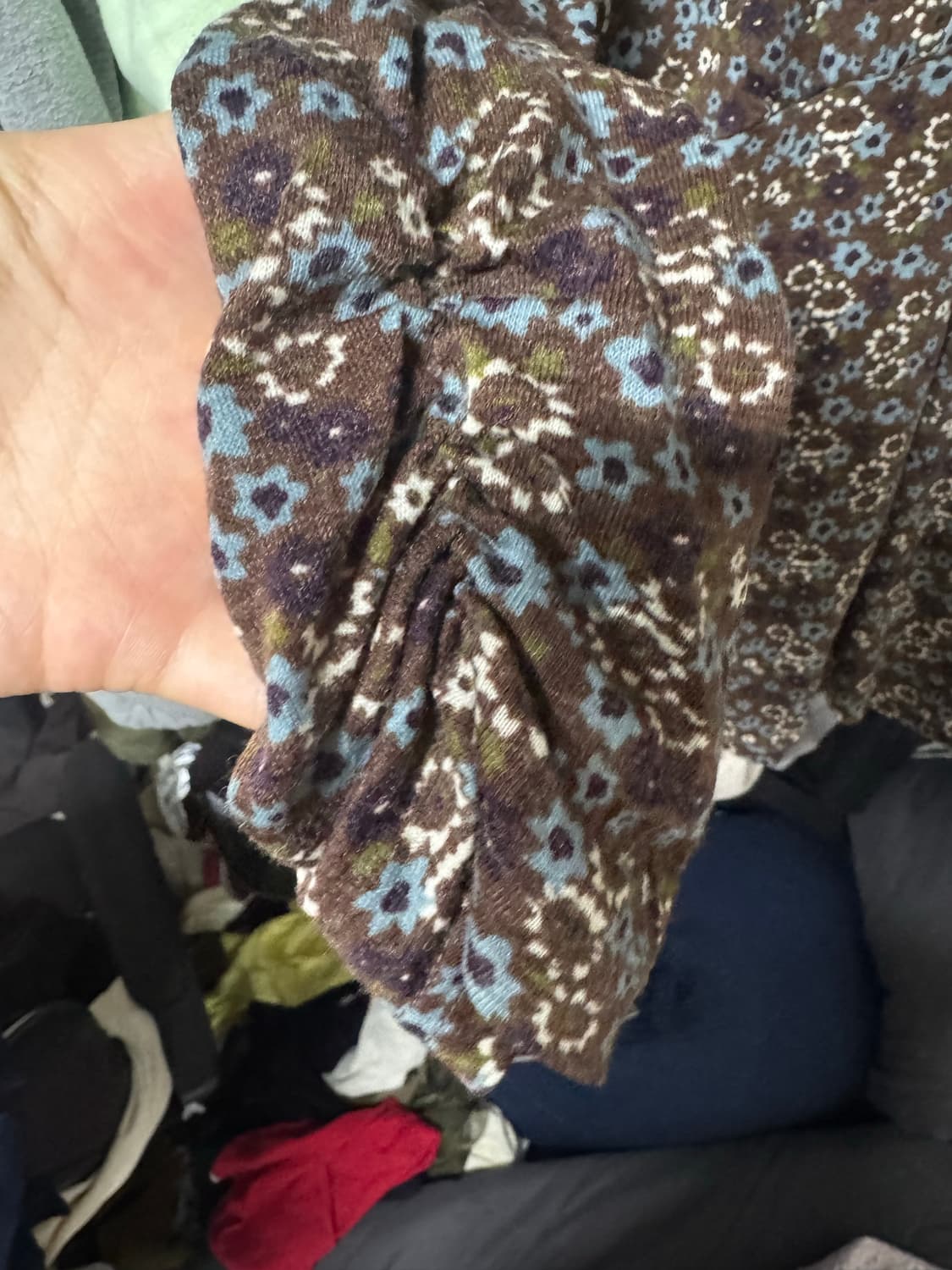 모리걸 브라운꽃7부티 팔쪽 셔링 상품이미지4