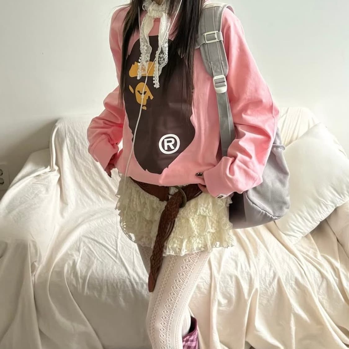 [Bape] 베이프 딸기우유 핑크 빅사루 롱슬리브 상품이미지1